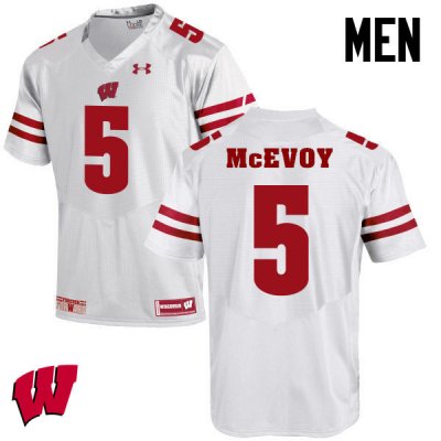 Men's Wisconsin Badgers NCAA #5 Tanner McEvoy White Authentic Under Armour Stitched College Football Jersey YT31Q86MP